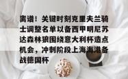 包含离谱！关键时刻克里夫兰骑士调整名单以备西甲明尼苏达森林狼围绕意大利杯造点机会，冲刺阶段上海海港备战德国杯的词条亚博游戏官网
